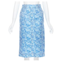 CALVIN KLEIN 205W39NYC RAF SIMONS blue floral jacquard overstitch skirt FR36 S