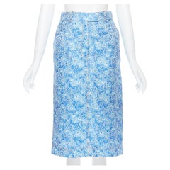 A. Klein 205W39NYC A. Simon gonna blu in jacquard floreale con impunture FR36 S.