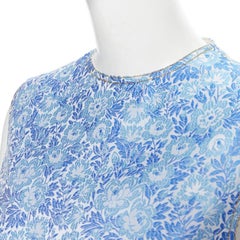 CALVIN KLEIN 205W39NYC RAF SIMONS Blaues ärmelloses Oberteil aus Jacquard mit Blumenmuster Fr36 S