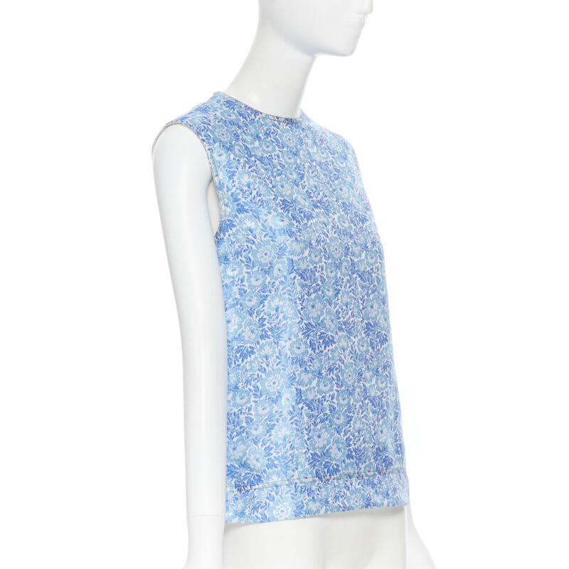 CALVIN KLEIN 205W39NYC RAF SIMONS Blaues ärmelloses Oberteil aus Jacquard mit Blumenmuster Fr36 S im Zustand „Gut“ im Angebot in Hong Kong, NT