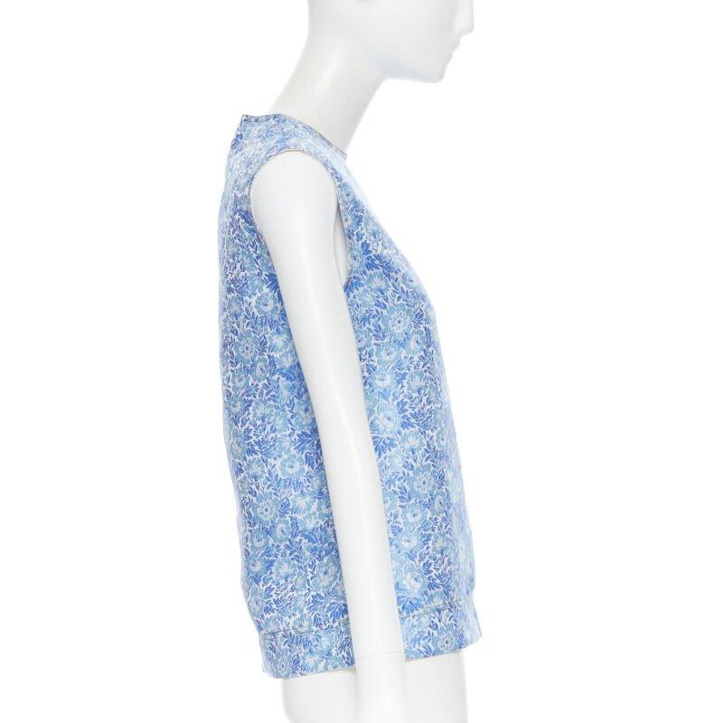 CALVIN KLEIN 205W39NYC RAF SIMONS blue floral jacquard sleeveless top Fr36 S In Good Condition For Sale In Hong Kong, NT