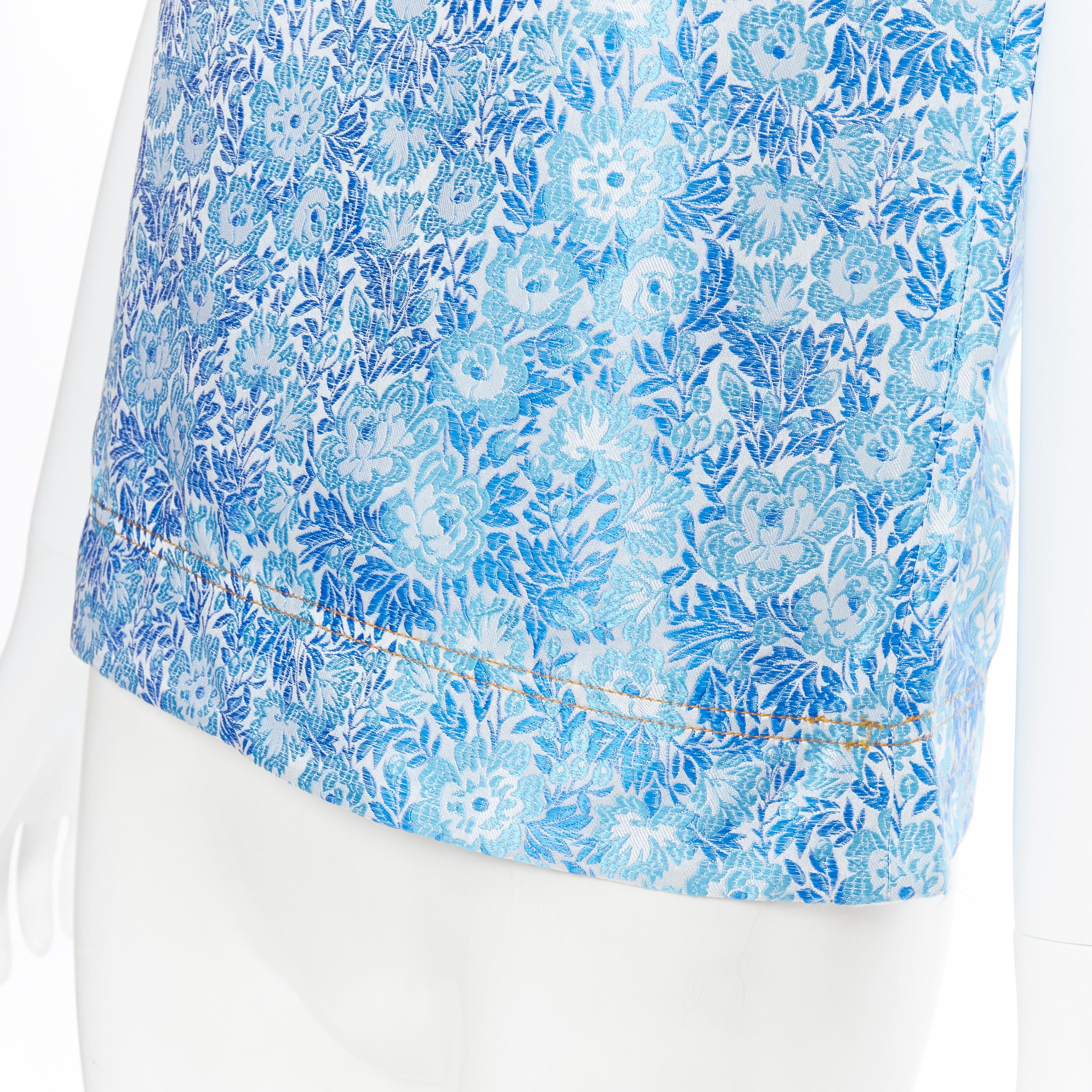 CALVIN KLEIN 205W39NYC RAF SIMONS blue floral jacquard sleeveless top Fr36 S In Good Condition In Hong Kong, NT