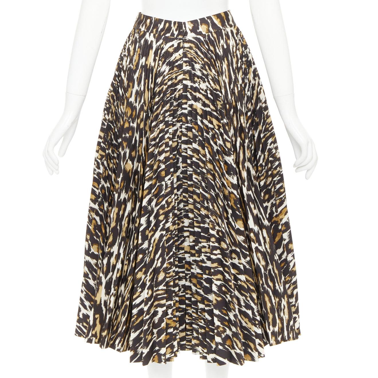 CALVIN KLEIN 205W39NYC Raf Simons Brauner Faltenrock mit Leopardenmuster US0 XS Damen im Angebot