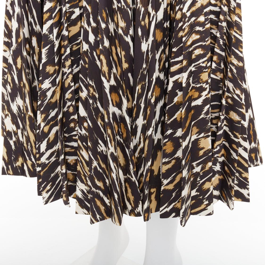 CALVIN KLEIN 205W39NYC Raf Simons Brauner Faltenrock mit Leopardenmuster US0 XS im Angebot 2