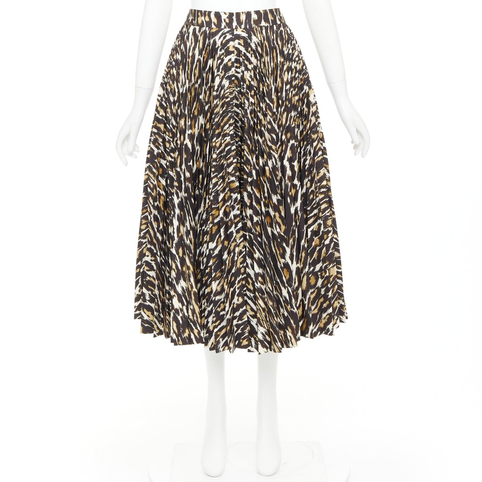 CALVIN KLEIN 205W39NYC Raf Simons Brauner Faltenrock mit Leopardenmuster US0 XS im Angebot 4