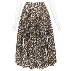 CALVIN KLEIN 205W39NYC Raf Simons Brauner Faltenrock mit Leopardenmuster US0 XS