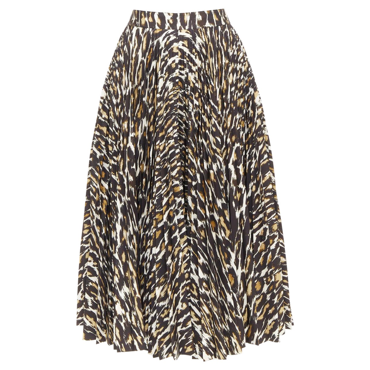 CALVIN KLEIN 205W39NYC Raf Simons Brauner Faltenrock mit Leopardenmuster US0 XS im Angebot