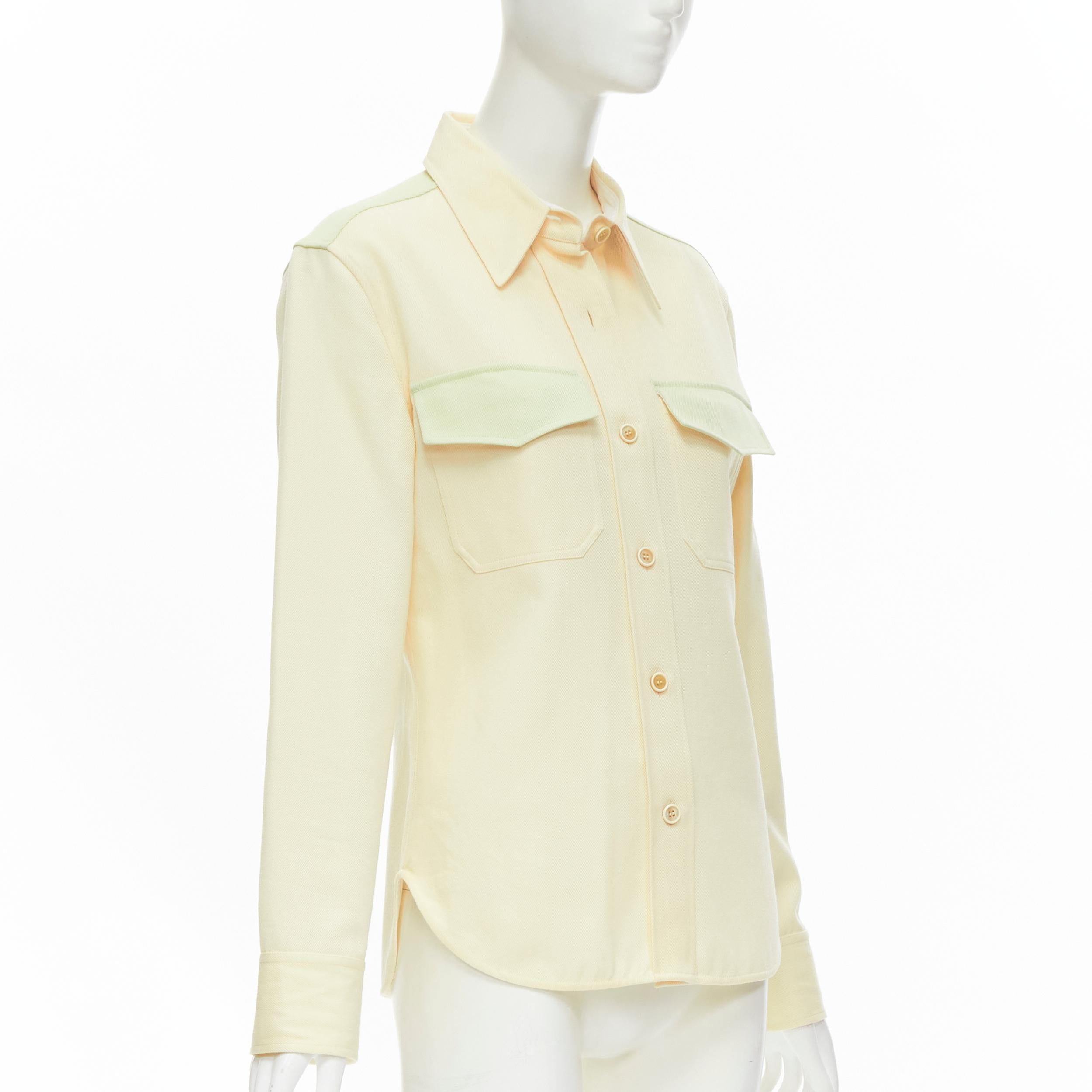 Blanc CALVIN KLEIN 205W39NYC Raf Simons - Chemise à poches à rabat western jaune pastel  en vente