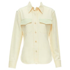 CALVIN KLEIN 205W39NYC Raf Simons pastel yellow green western flap pocket shirt