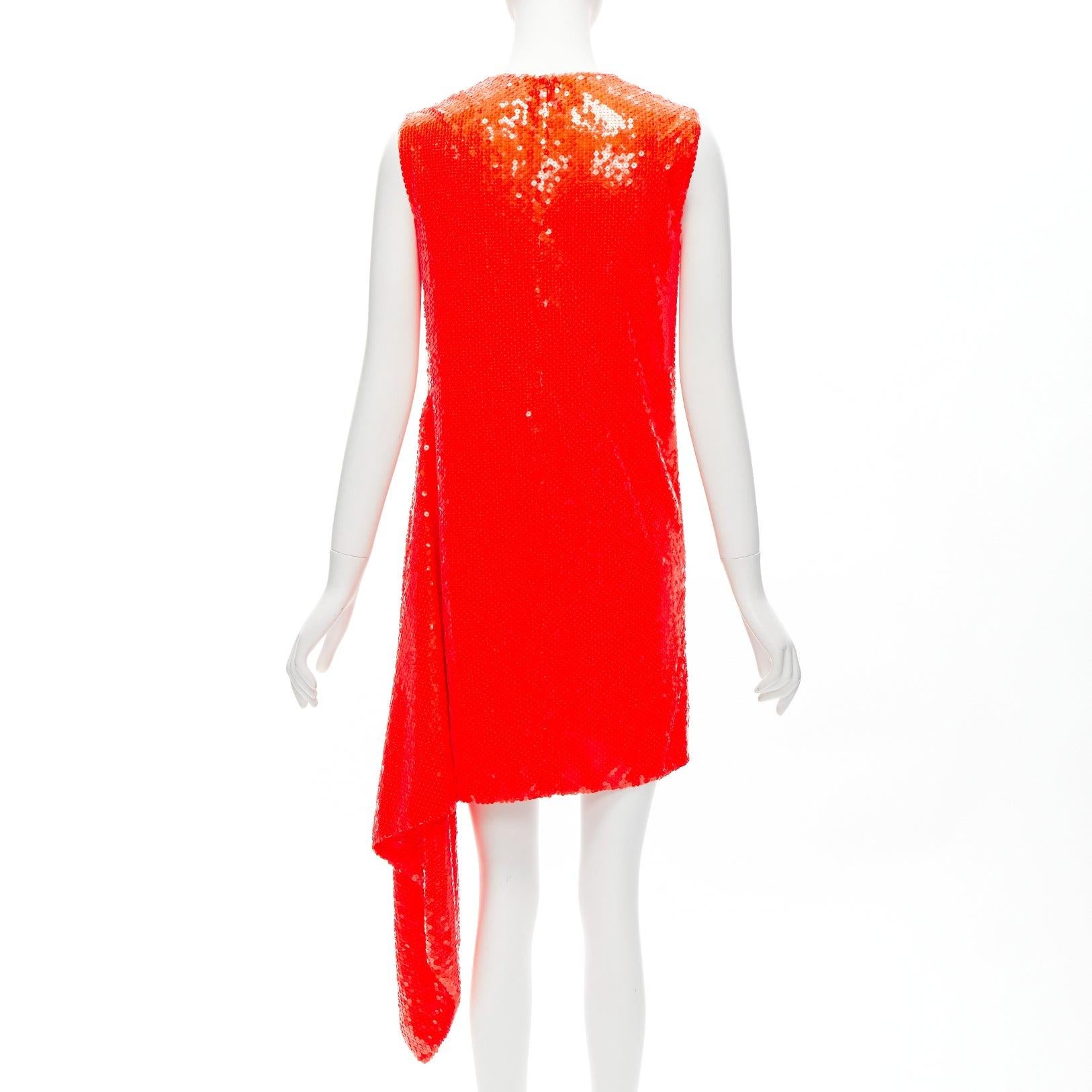 CALVIN KLEIN 205W39NYC Raf Simons red sequins draped hem dress US4 S For Sale 1