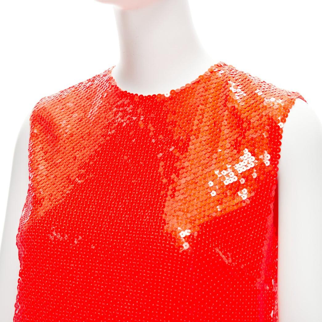 CALVIN KLEIN 205W39NYC Raf Simons red sequins draped hem dress US4 S For Sale 3