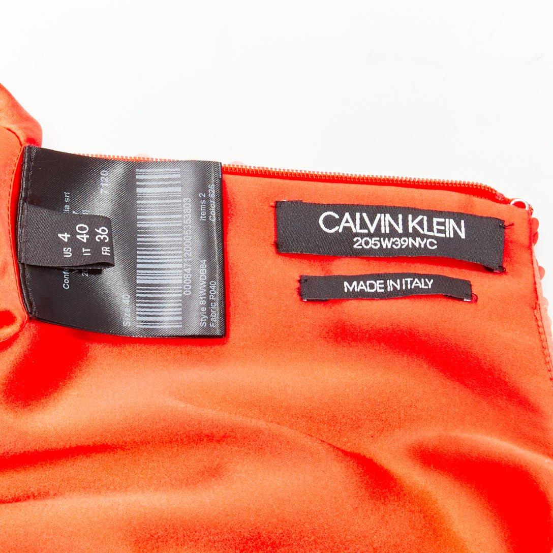 CALVIN KLEIN 205W39NYC Raf Simons red sequins draped hem dress US4 S 4