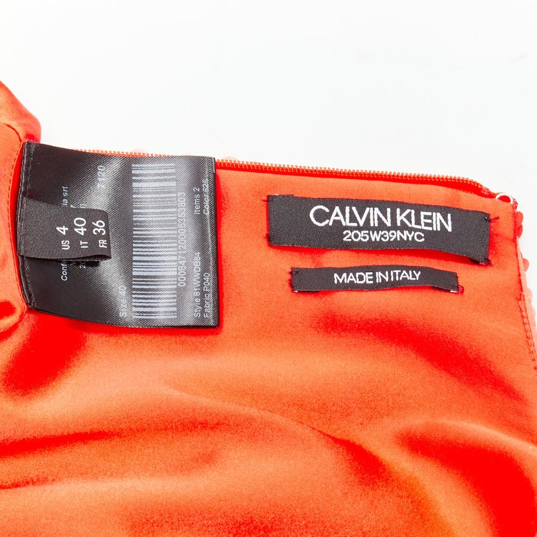 CALVIN KLEIN 205W39NYC Raf Simons - Robe à ourlet drapé à sequins rouges US4 S en vente 4