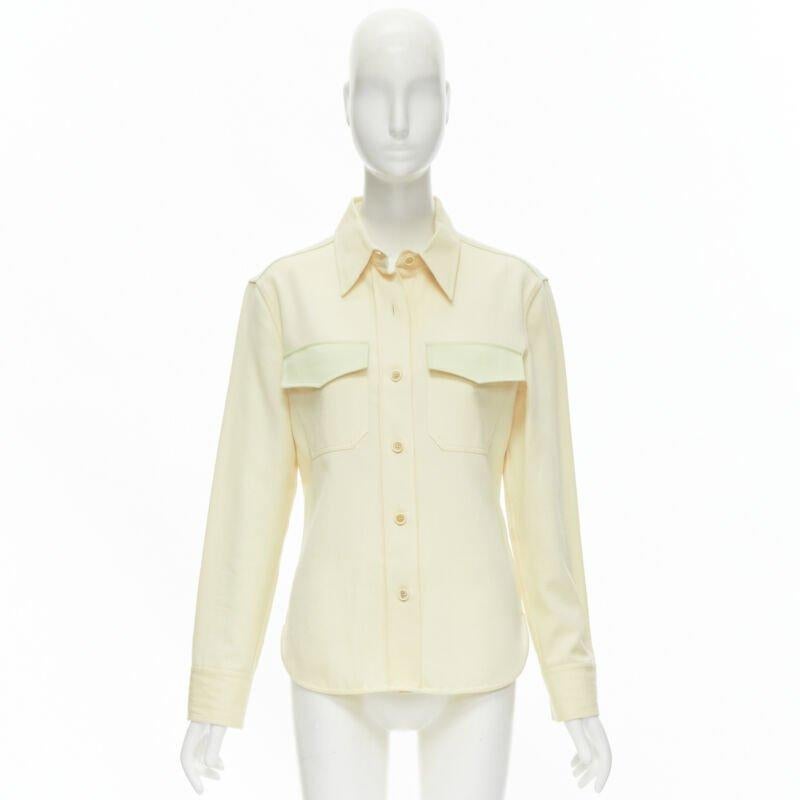 CALVIN KLEIN 205W39NYC Raf Simons yellow green western flap pocket shirt US6 S For Sale 5