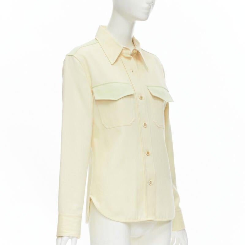 Beige CALVIN KLEIN 205W39NYC Raf Simons yellow green western flap pocket shirt US6 S For Sale