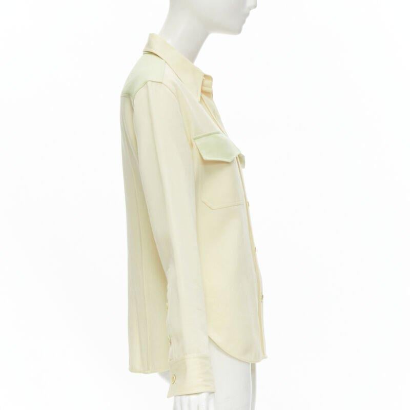 CALVIN KLEIN 205W39NYC Raf Simons yellow green western flap pocket shirt US6 S In Excellent Condition For Sale In Hong Kong, NT