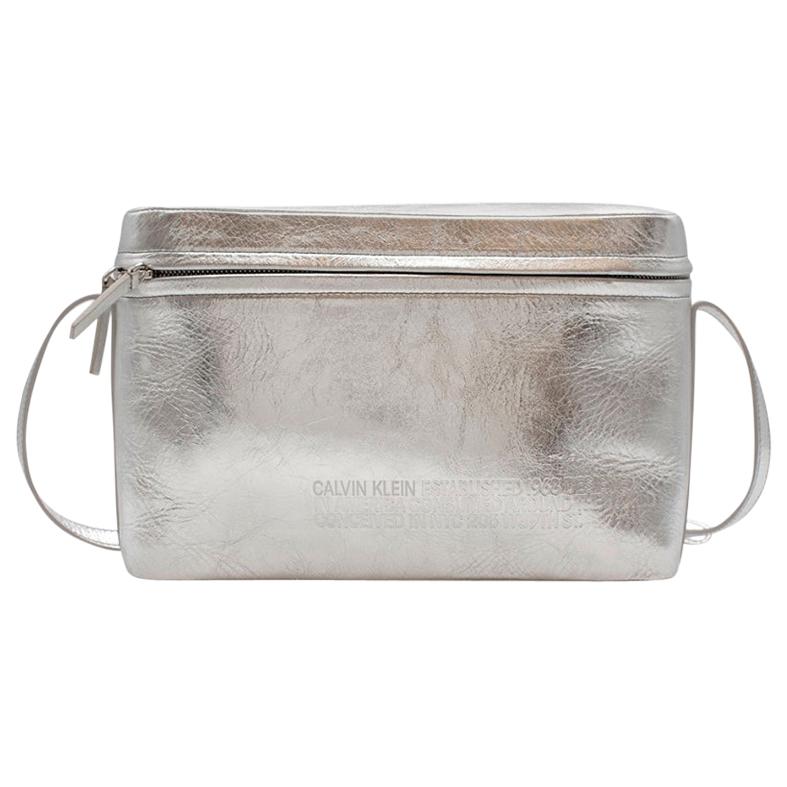 Calvin Klein 205W39NYC Silver leather Binocular Shoulder Bag  For Sale