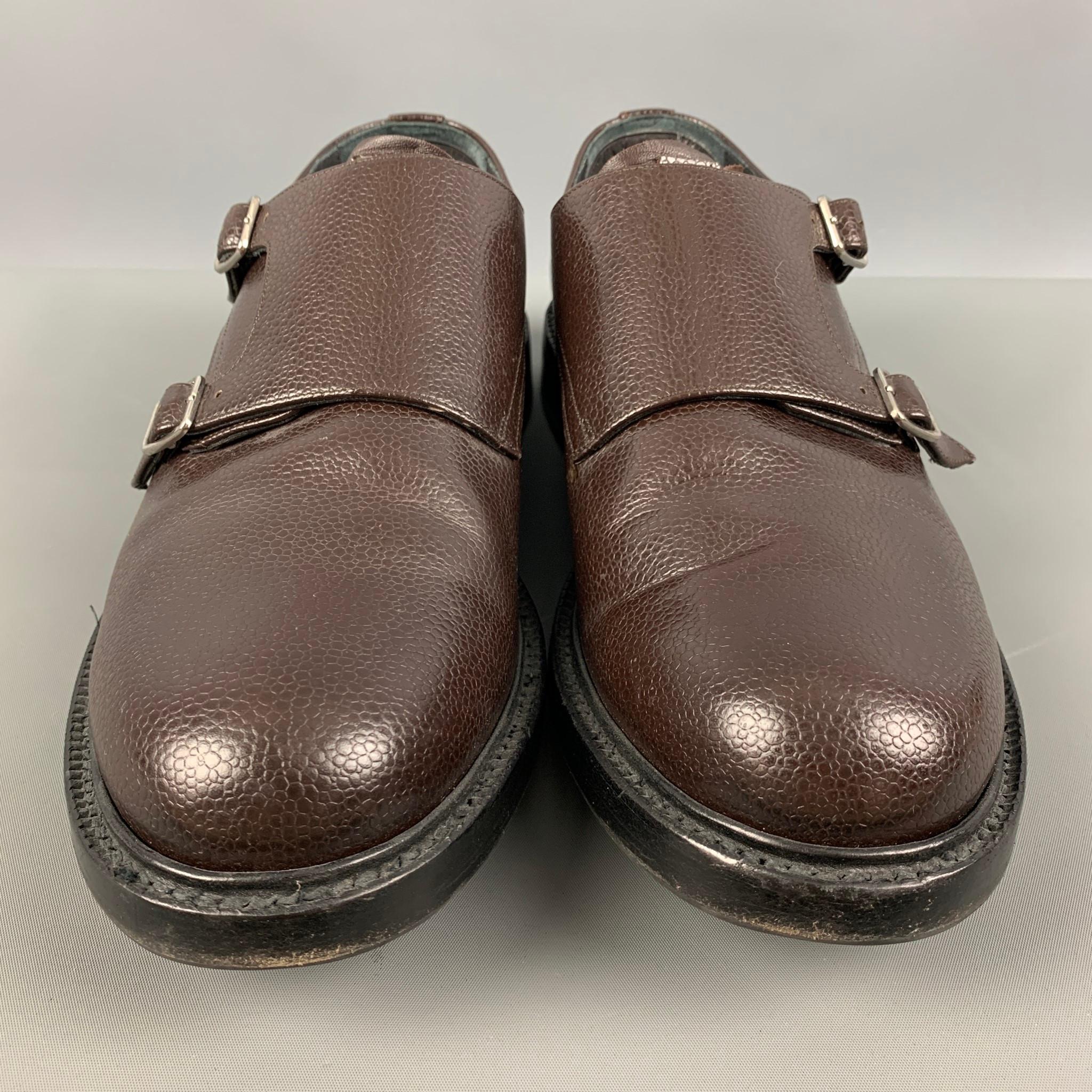Men's CALVIN KLEIN 205W39NYC Size 10 Brown Solid Leather Double Monk Strap Loafers