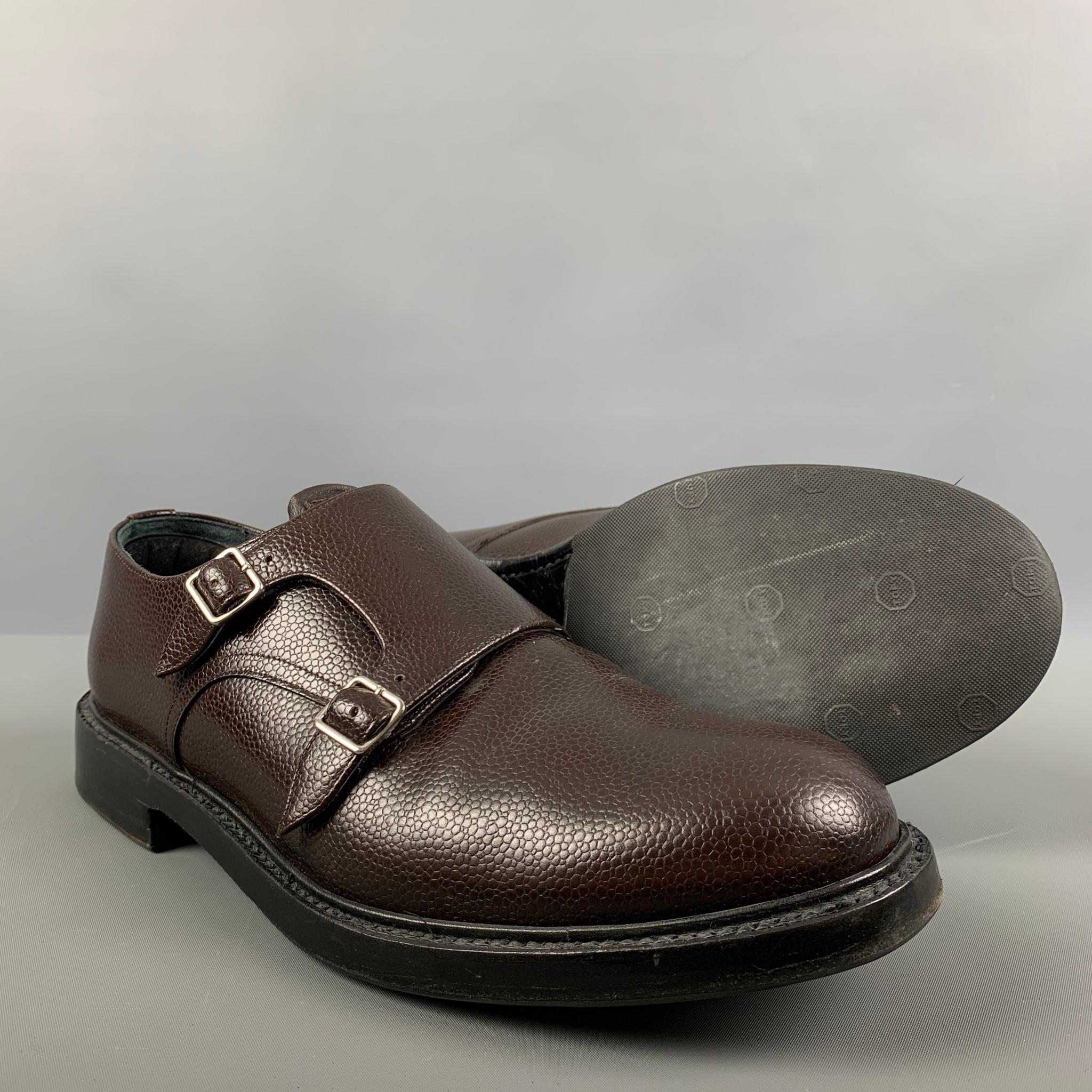 CALVIN KLEIN 205W39NYC Size 10 Brown Solid Leather Double Monk Strap Loafers 1