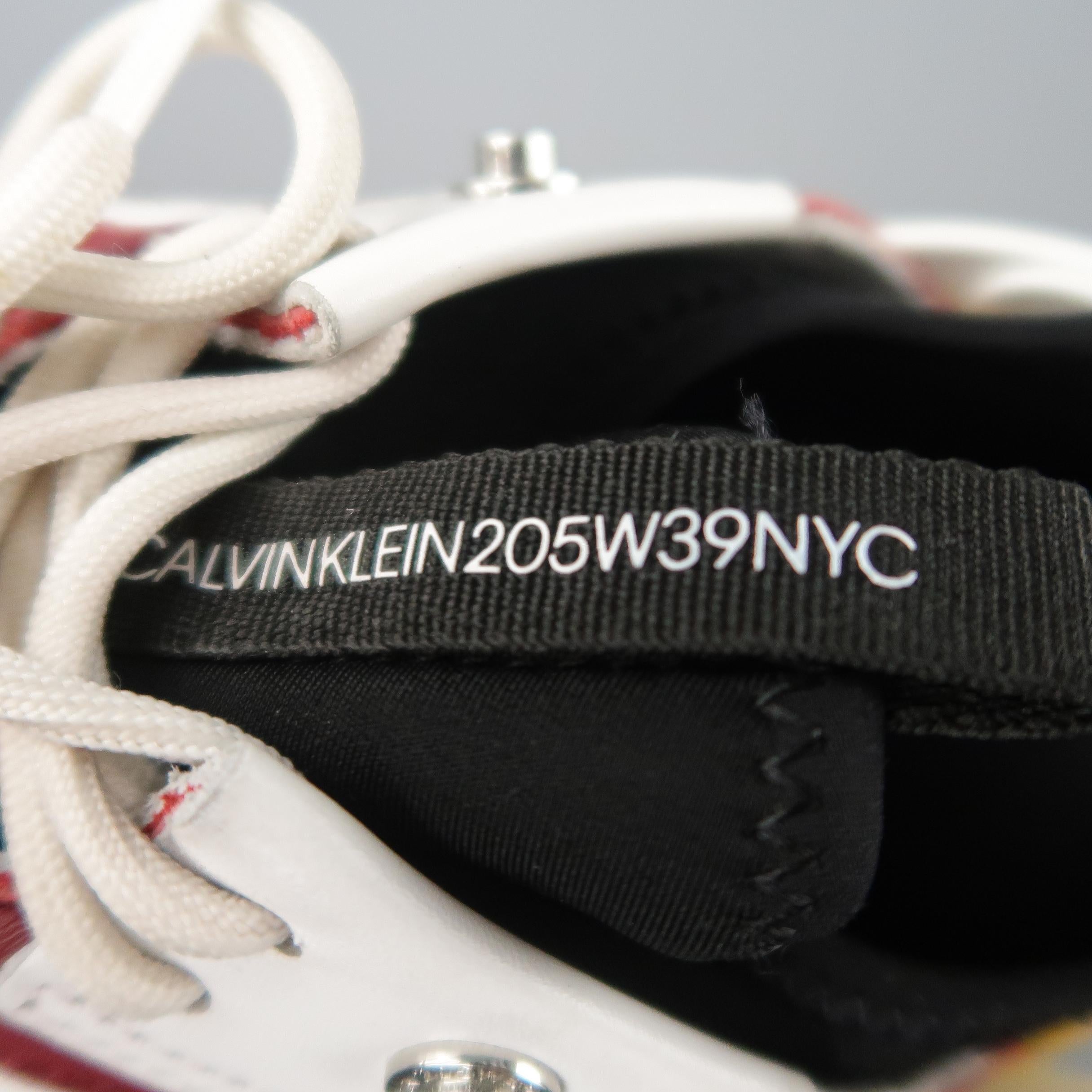 Men's CALVIN KLEIN 205W39NYC Size 10 White Color Block Leather Lace Up Sneakers $285.0