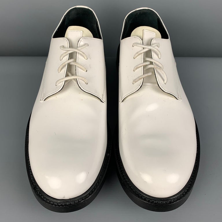 CALVIN KLEIN 205W39NYC Size 11 White Leather Lace Up Shoes at 1stDibs