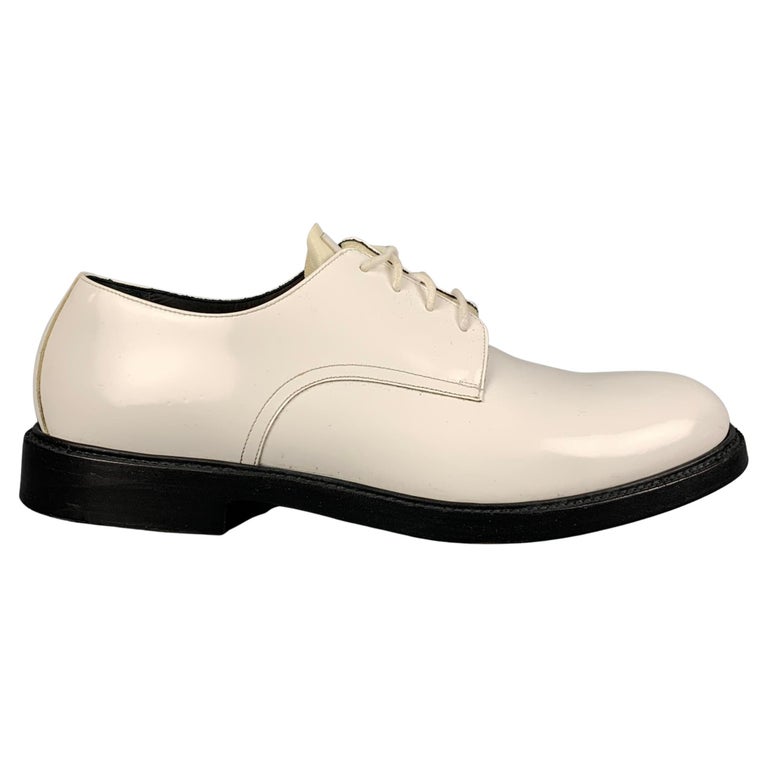 CALVIN KLEIN 205W39NYC Size 11 White Leather Lace Up Shoes at 1stDibs