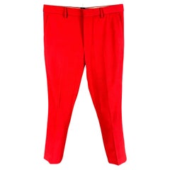 CALVIN KLEIN 205W39NYC Taille 32 Pantalon habillé en laine rouge à braguette zippée