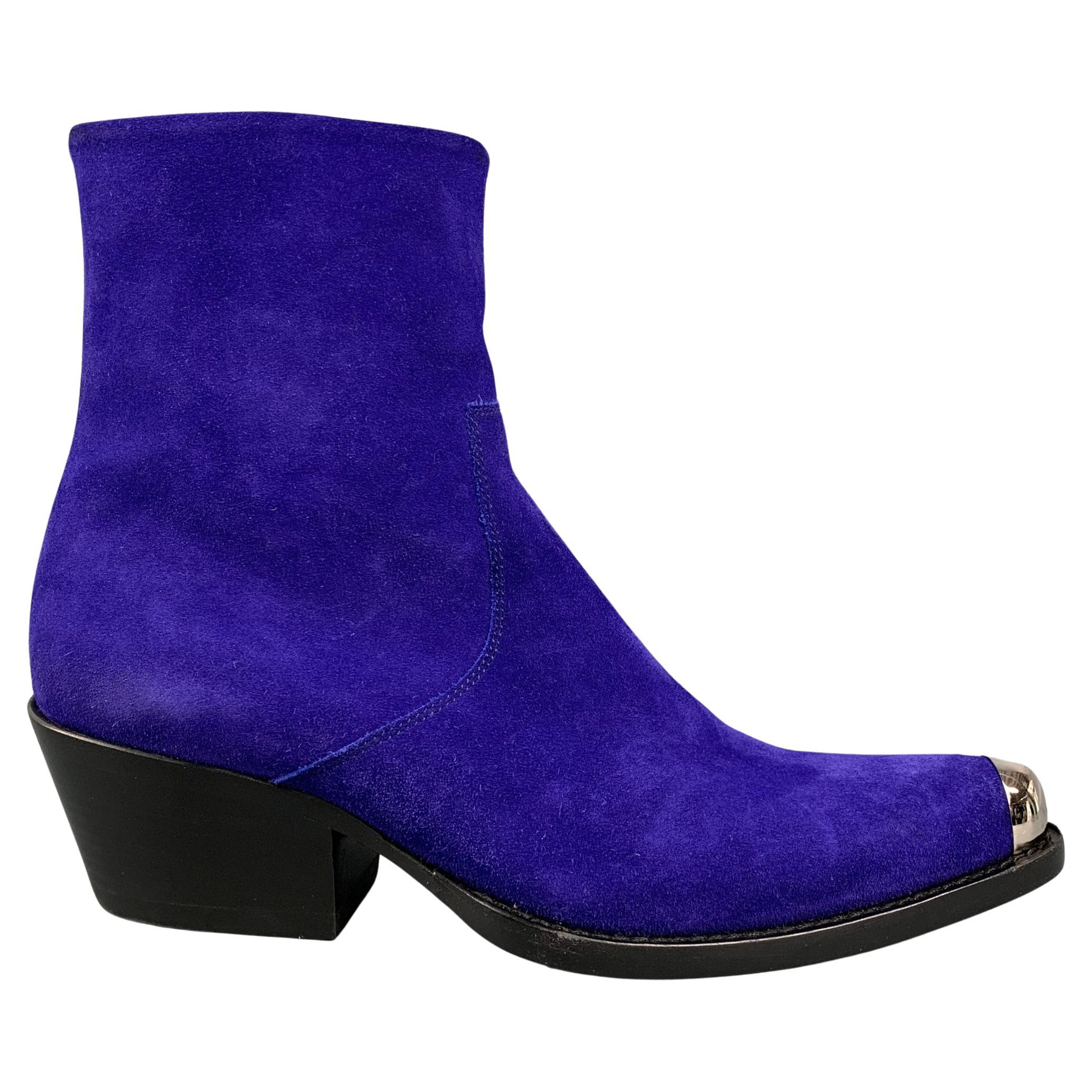 CALVIN KLEIN 205W39NYC Size 6.5 Purple Leather Ankle Boots