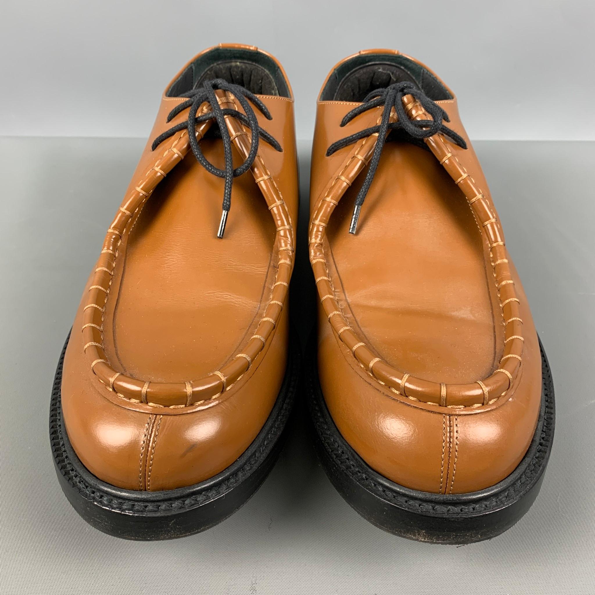 CALVIN KLEIN 205W39NYC Size 9.5 Tan Solid Leather Lace Up Shoes 1