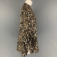 CALVIN KLEIN 205W39NYC Size S Black Brown Silk Leopard Nehru Collar Shirt