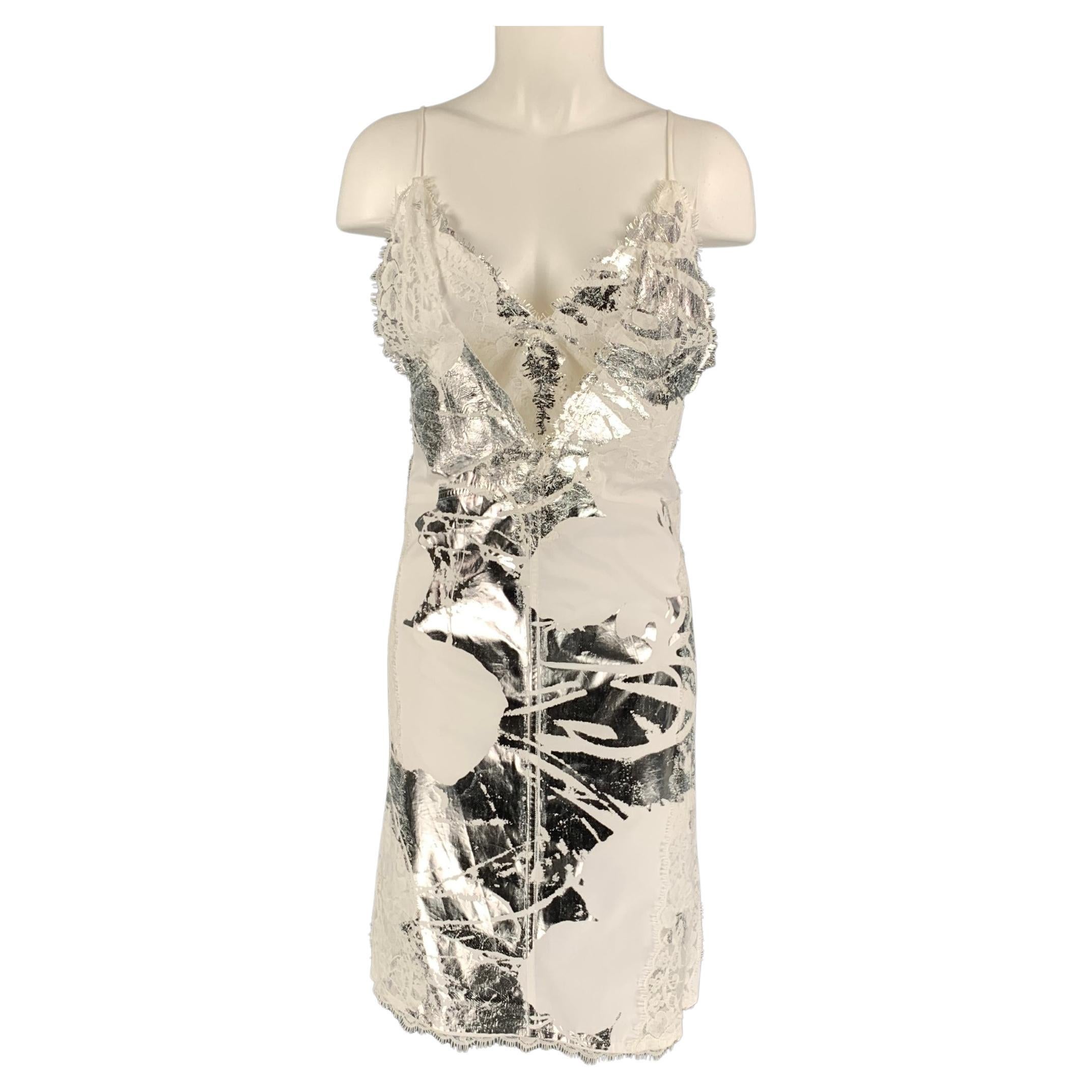 CALVIN KLEIN 205W39NYC x Andy Warhol Size 4 Metallic Digital-Print Cami  Dress For Sale at 1stDibs