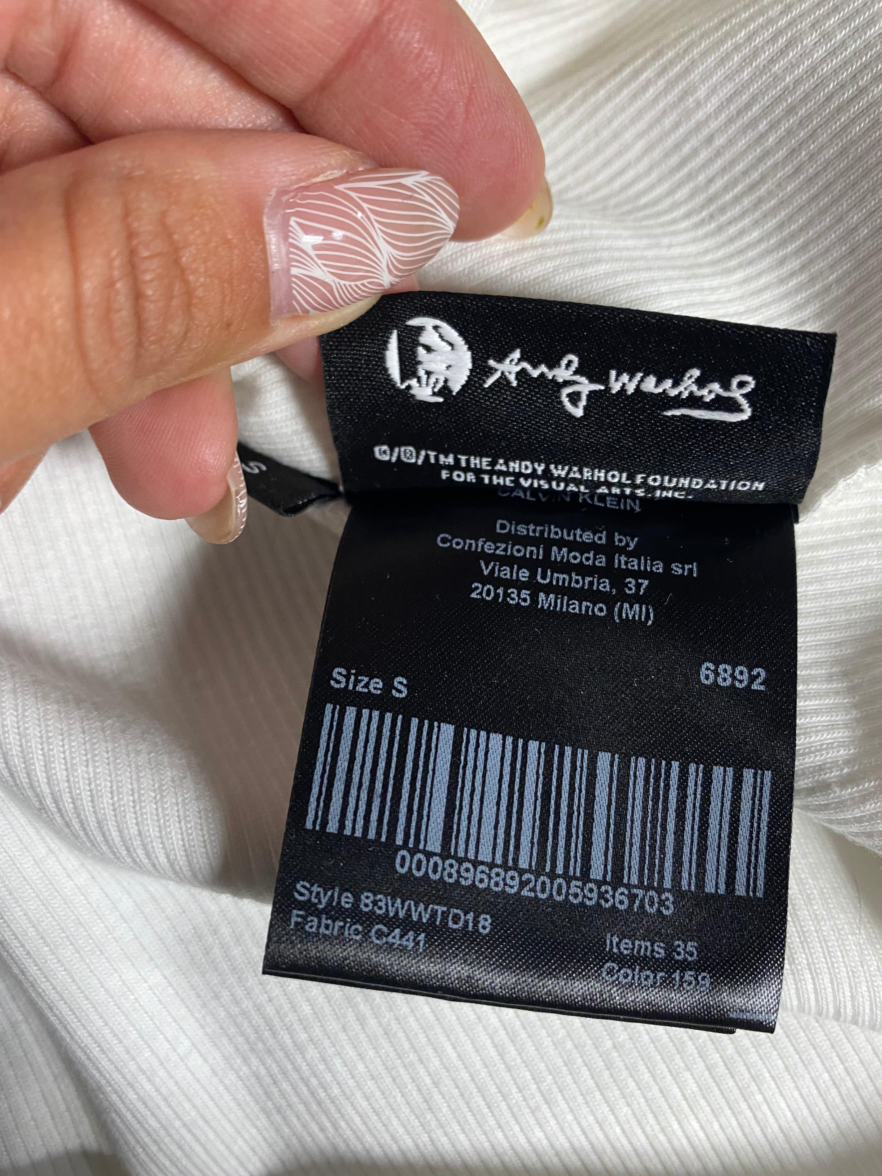 Calvin Klein Andy Warhol White Tank Top, Size Small In Excellent Condition For Sale In Beverly Hills, CA