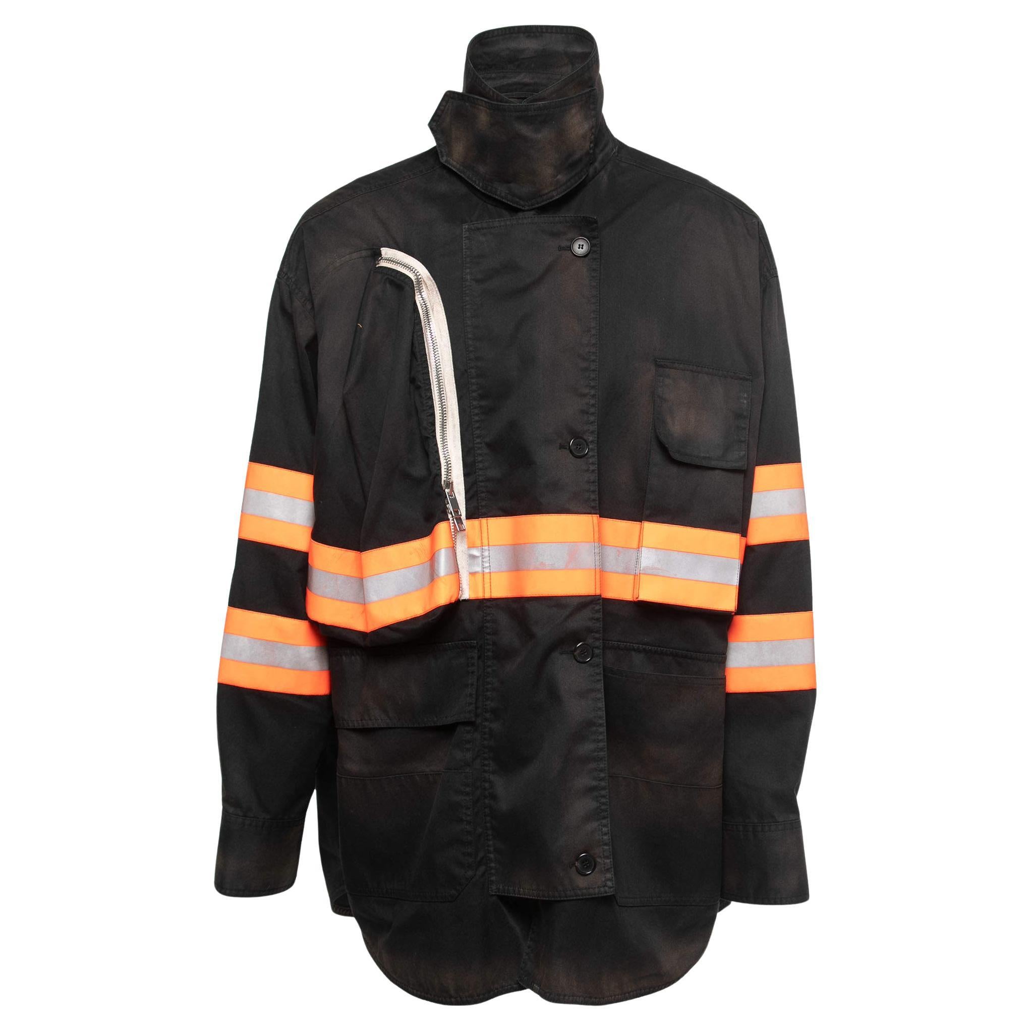 Calvin Klein Black Cotton Reflective Fireman Jacket For Sale at