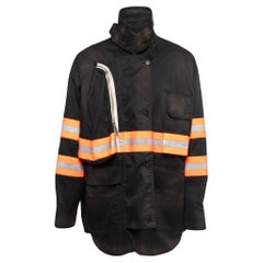 Used Calvin Klein Black Cotton Reflective Fireman Jacket 