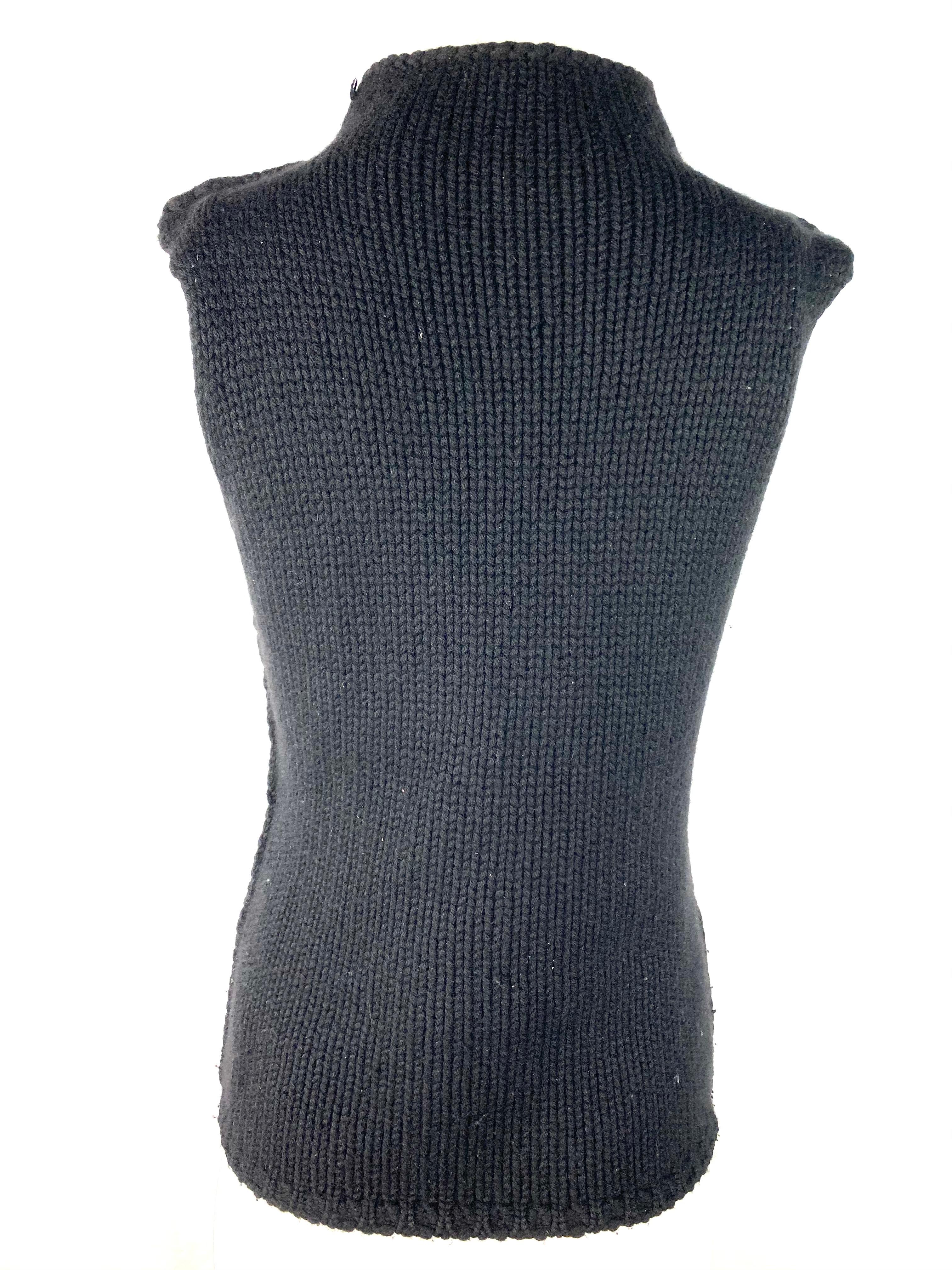 Calvin Klein - Pull à gilet en tricot noir, taille S Excellent état - En vente à Beverly Hills, CA