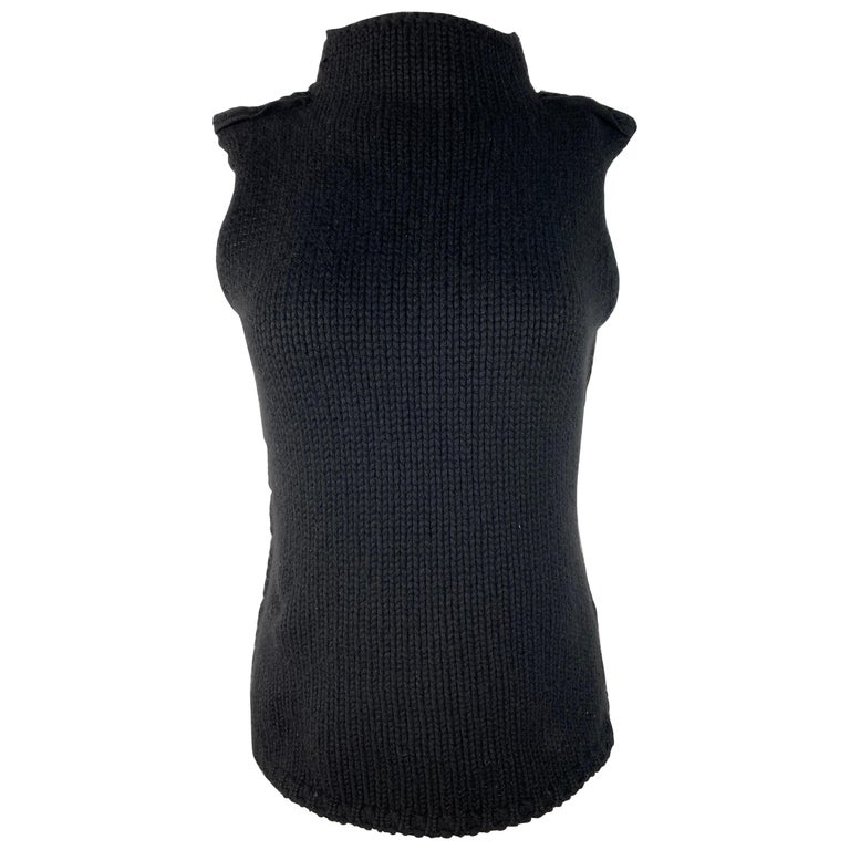 Calvin Klein Black Knit Jumper Waistcoat Top, Size Small For Sale at 1stDibs