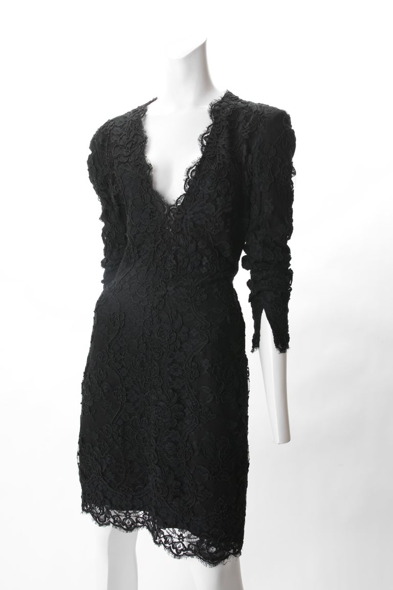 Calvin Klein Black Lace Cocktail Dress, c. 1990s. For Sale at 1stDibs | calvin  klein black evening dress, calvin klein lace dress, etam velvet purple dress