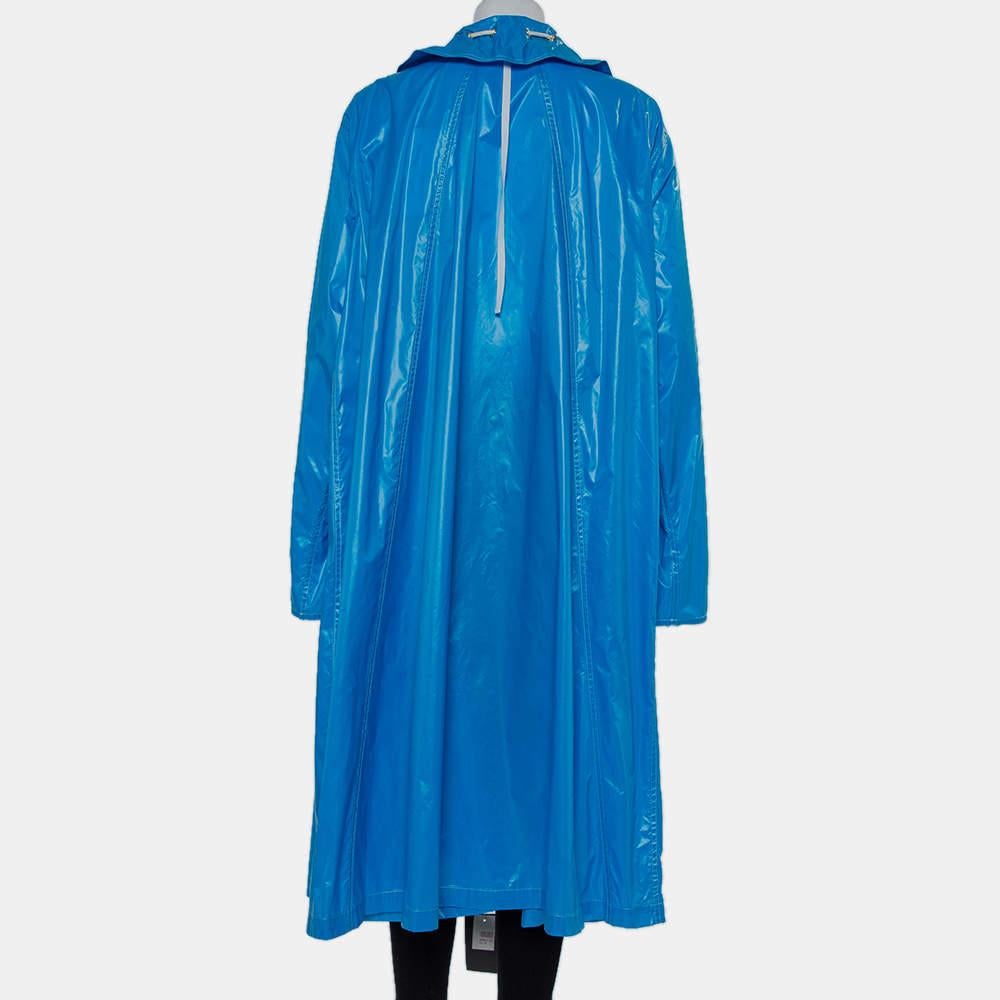 Calvin Klein Blue Synthetic Zip Front Oversized Rain Overcoat M In New Condition For Sale In Dubai, Al Qouz 2