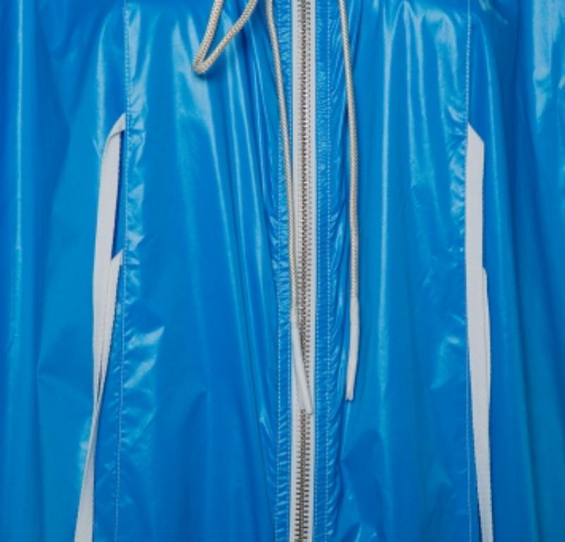 Women's Calvin Klein Blue Synthetic Zip Front Oversized Rain Overcoat M For Sale