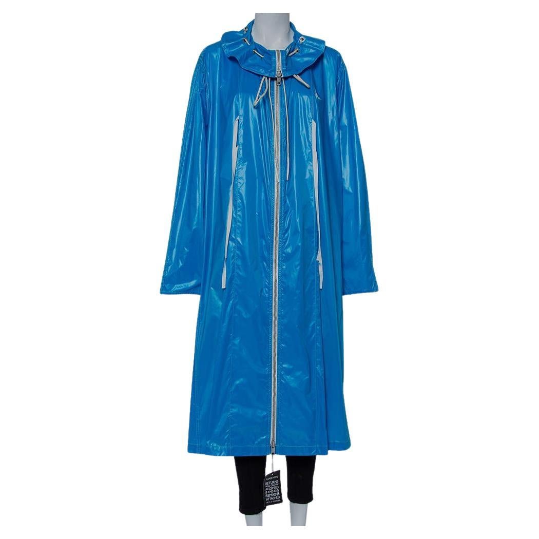 Calvin Klein Blue Synthetic Zip Front Oversized Rain Overcoat M For Sale