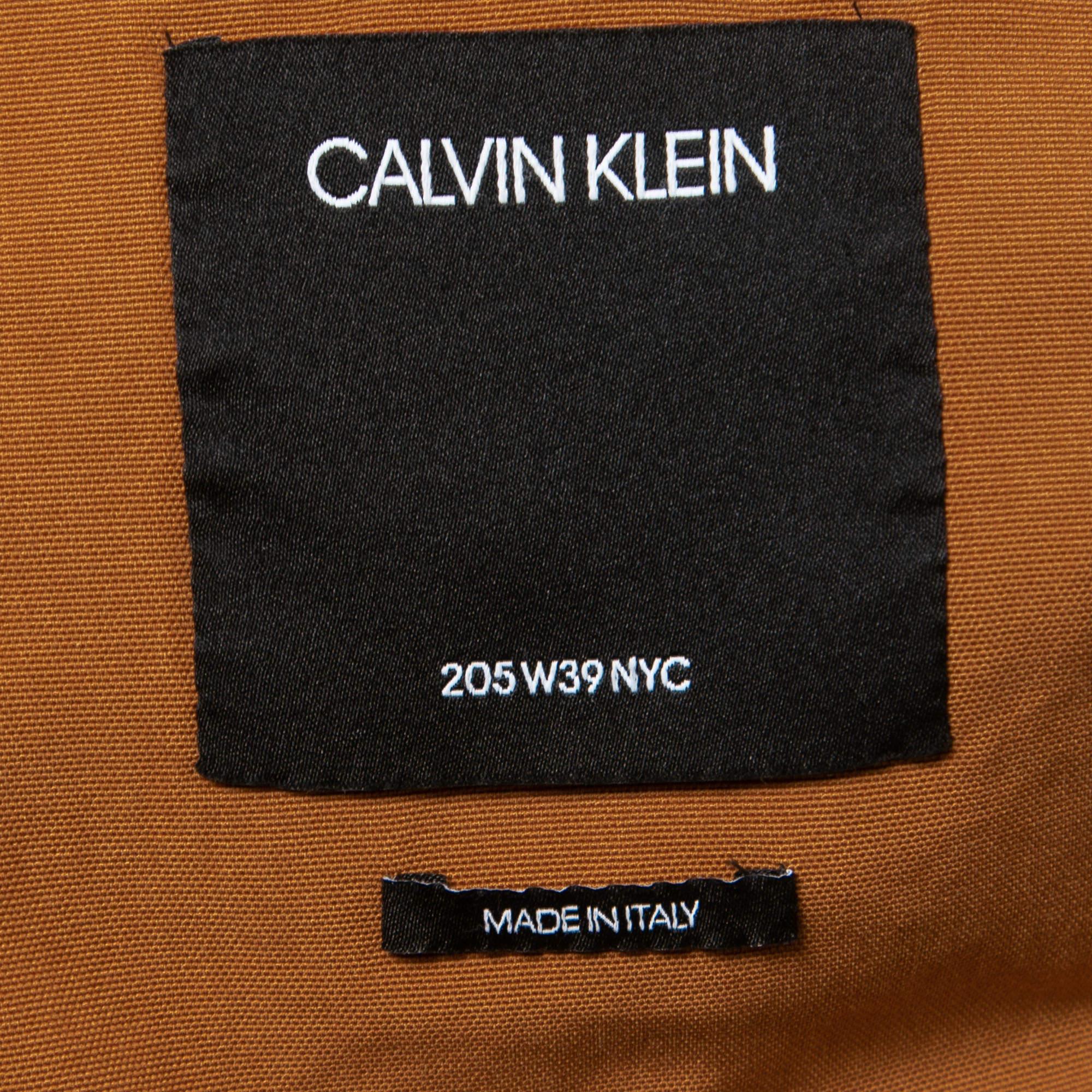 Calvin Klein Brown Distressed Cotton Fireman Reflective Jacket  In Excellent Condition In Dubai, Al Qouz 2