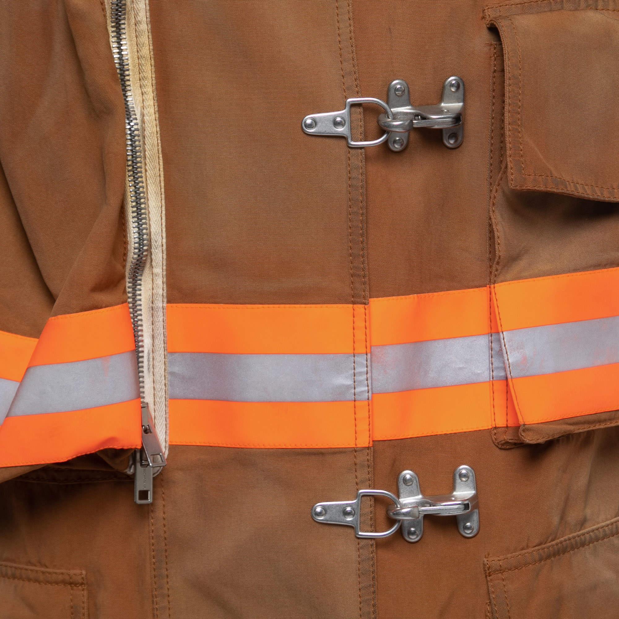 Calvin Klein Brown Distressed Cotton Fireman Reflective Jacket  1