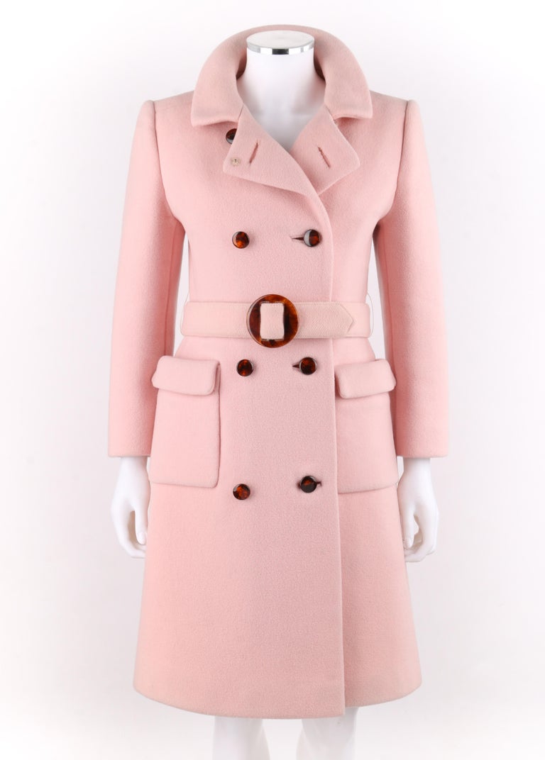 CALVIN KLEIN c.1960's Mod Soft Pink Wool Tortoise Shell Belted Top Coat at  1stDibs | calvin klein top coat, calvin klein pink coat