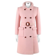 CALVIN KLEIN ca. 1960er Jahre Mod Mantel aus weicher rosa Wolle mit Schildpattmuster und Gürtel