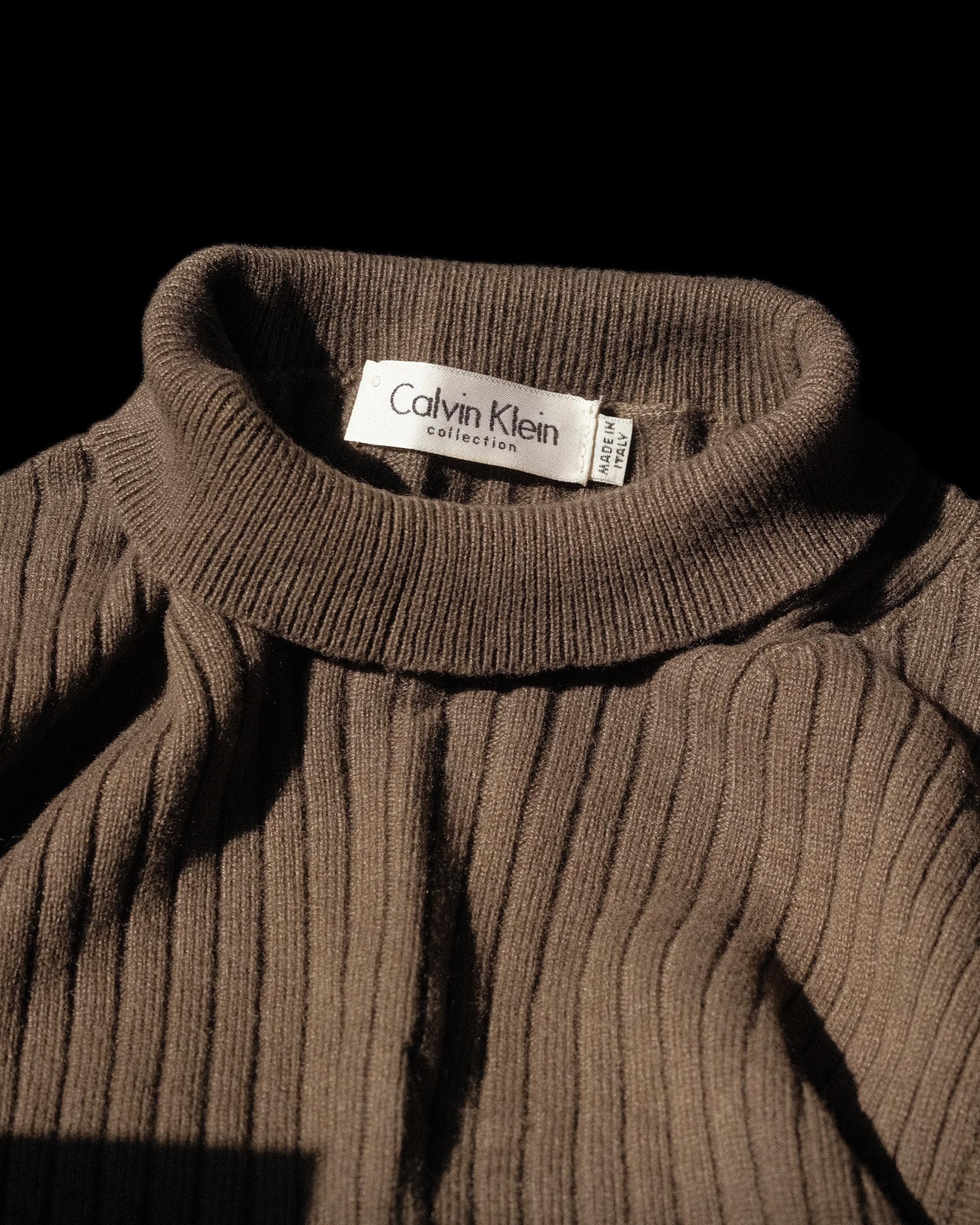 Women's Calvin Klein Cashmere Sleeveless Turtleneck Neutral Small Italy 1990's  For Sale