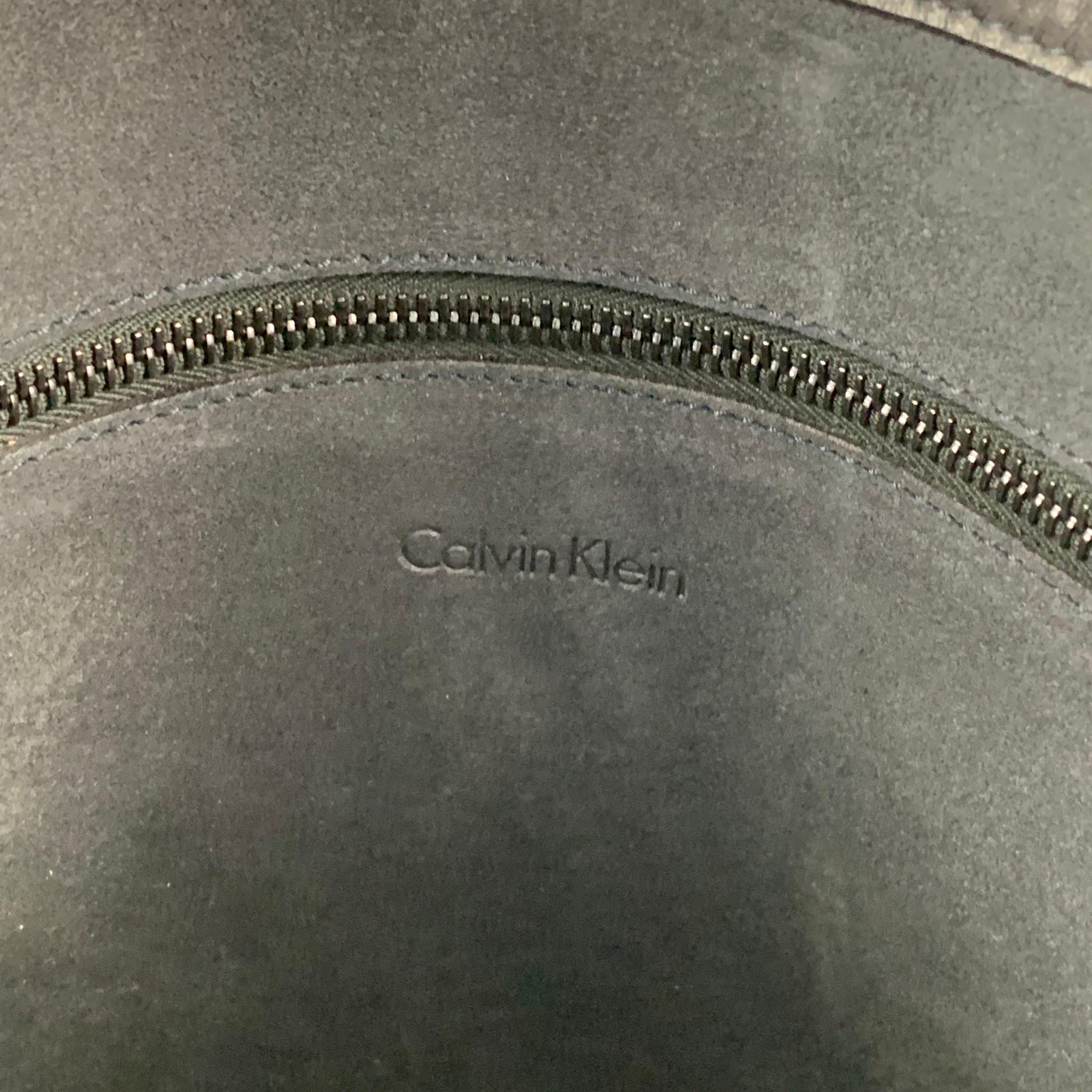 CALVIN KLEIN Charcoal Suede Leather Messenger Bag For Sale at 1stDibs
