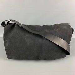 CALVIN KLEIN Charcoal Suede Leather Messenger Bag