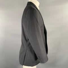 CALVIN KLEIN Chest Size 40 Short Navy Wool Notch Lapel Sport Coat