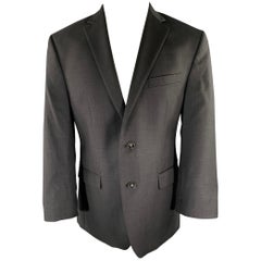 CALVIN KLEIN Chest Size 40 Short Navy Wool Notch Lapel Sport Coat