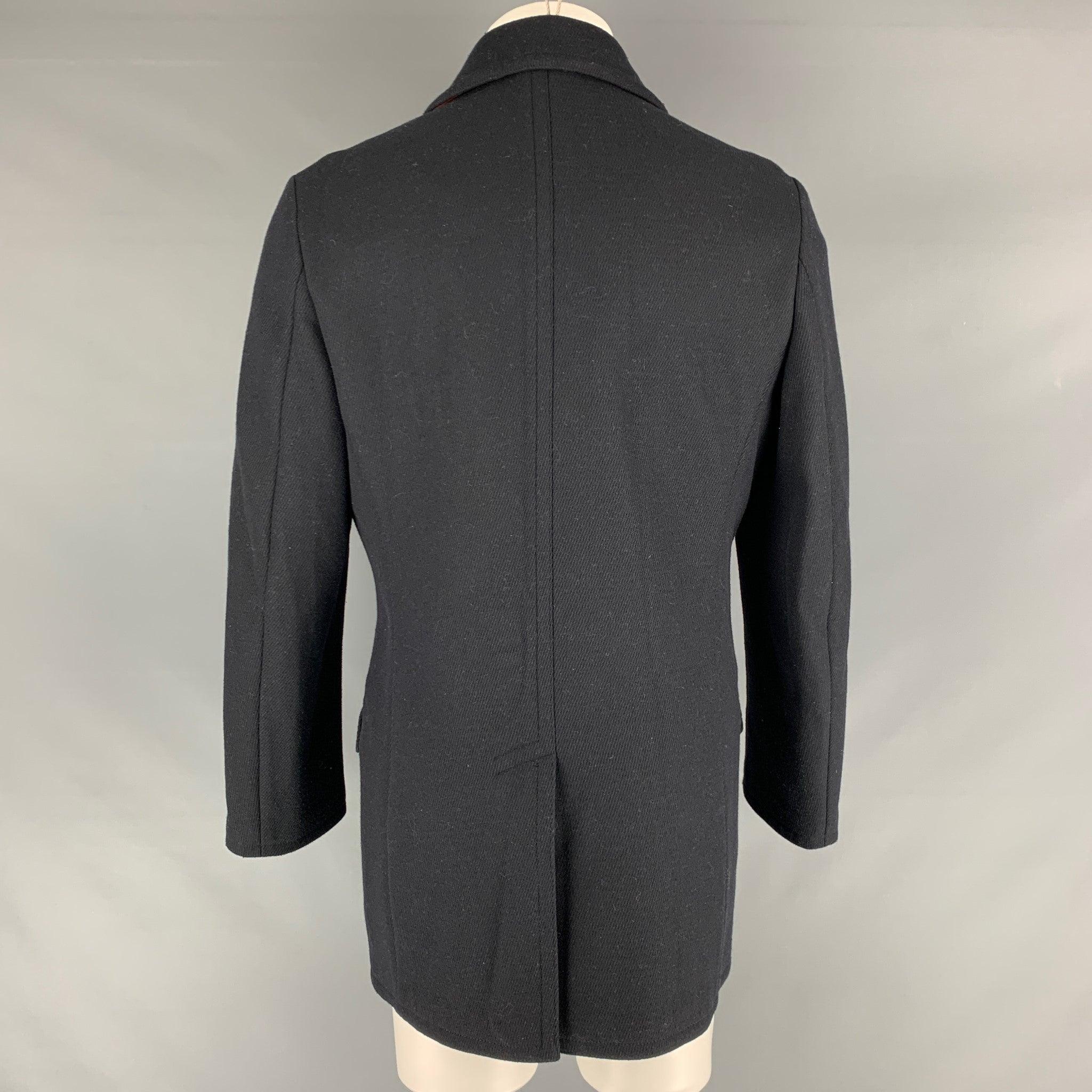 Men's CALVIN KLEIN Chest Size 40 Size 40 Navy Solid Polyester / Wool Peacoat Coat For Sale